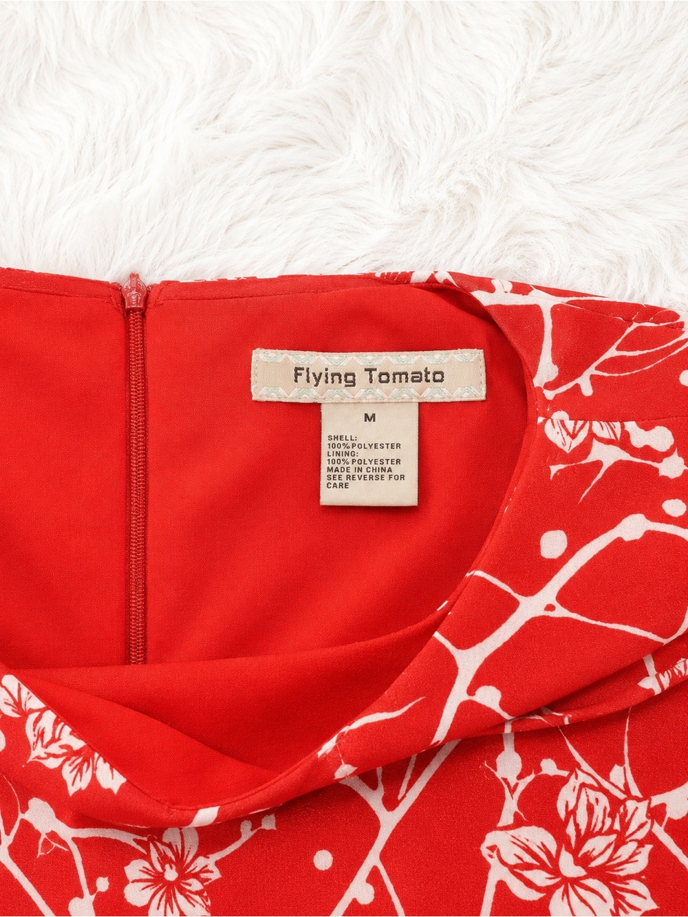 Flying Tomato Red Floral Babydoll Dress Women’s Medium Boho Cottagecore Mini - Picture 2 of 3